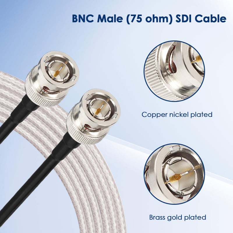 XRDS -RF SDI Cables 25ft, Flexible 3G/6G HD-SDI Cable, 75 Ohm RG179 Extension Cable with Heavy Duty BNC to BNC Male Connector for Surveillance Camera System Cables CCTV/DVR/TV - Image 2
